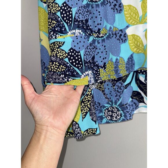 Habitat Floral Blouse Top Flare Flutter Sleeve Tiered Artsy Drapes Classic Large - Picture 12 of 16